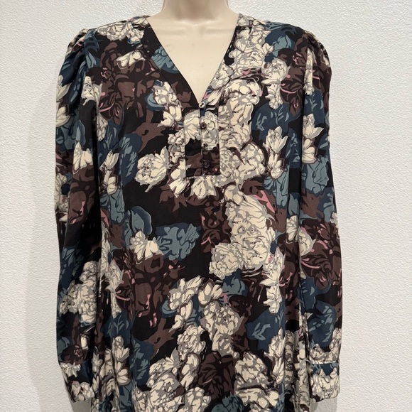 Walter Baker Floral Maxi Dress S Long Sleeve Puff Shoulder Slit Detail Kendall - Picture 3 of 14